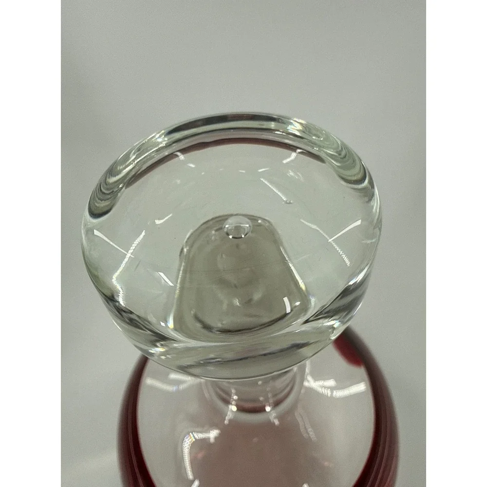 Vanderlaan Glass Decanter Red White Swirl Hand Blown Art Glass Stopper
